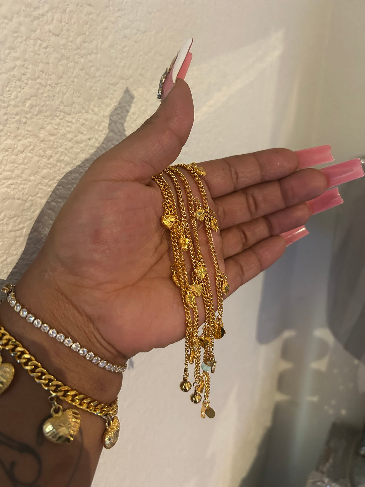 24k Collection mini heart charm bracelet
